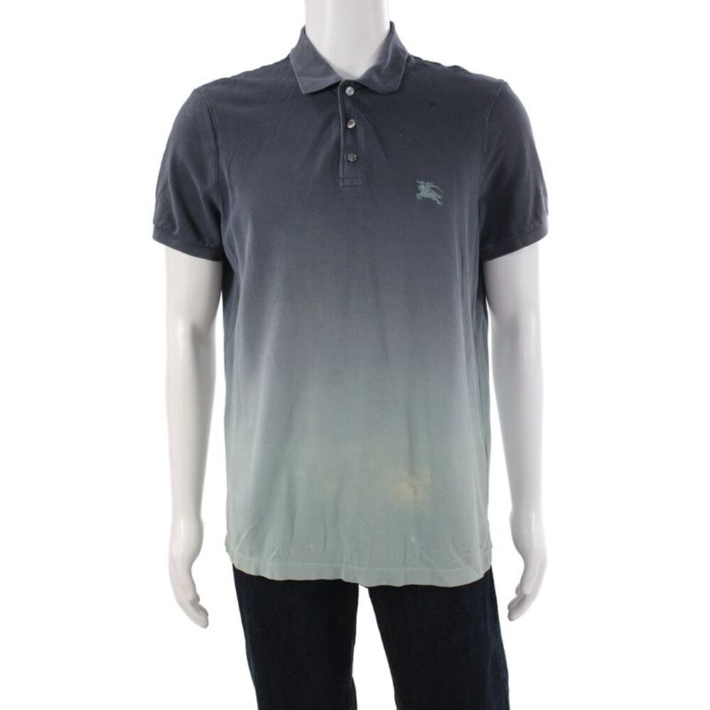 Burberry Brit Mens Polo Shirt Dark Blue 100% Cotton Short Sleeve Solid Size L